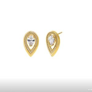 Adina Eden Teardrop Stone Pave Rimmed Stud Earrings NEW MSRP $50